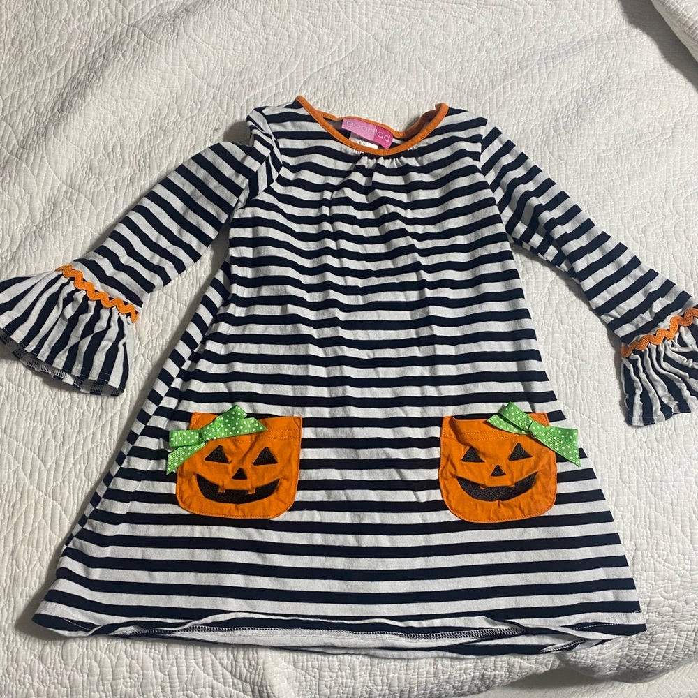 Striped Halloween Pumpkin Dress for Kids